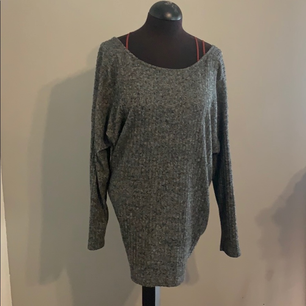 Long open back twisted sweater